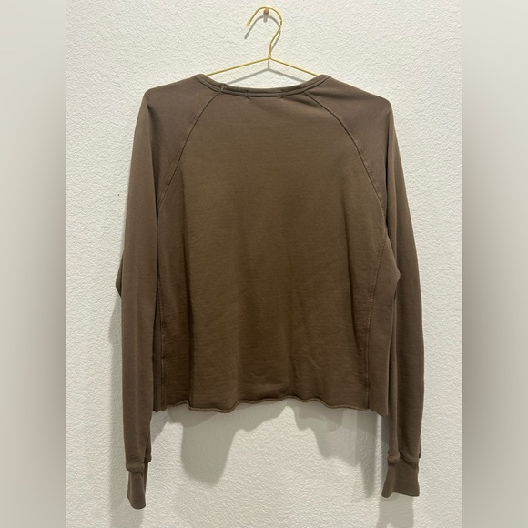 Joah Brown brown Long Sleeve Top scoop neck pullover lounge classic sweater - Picture 5 of 5